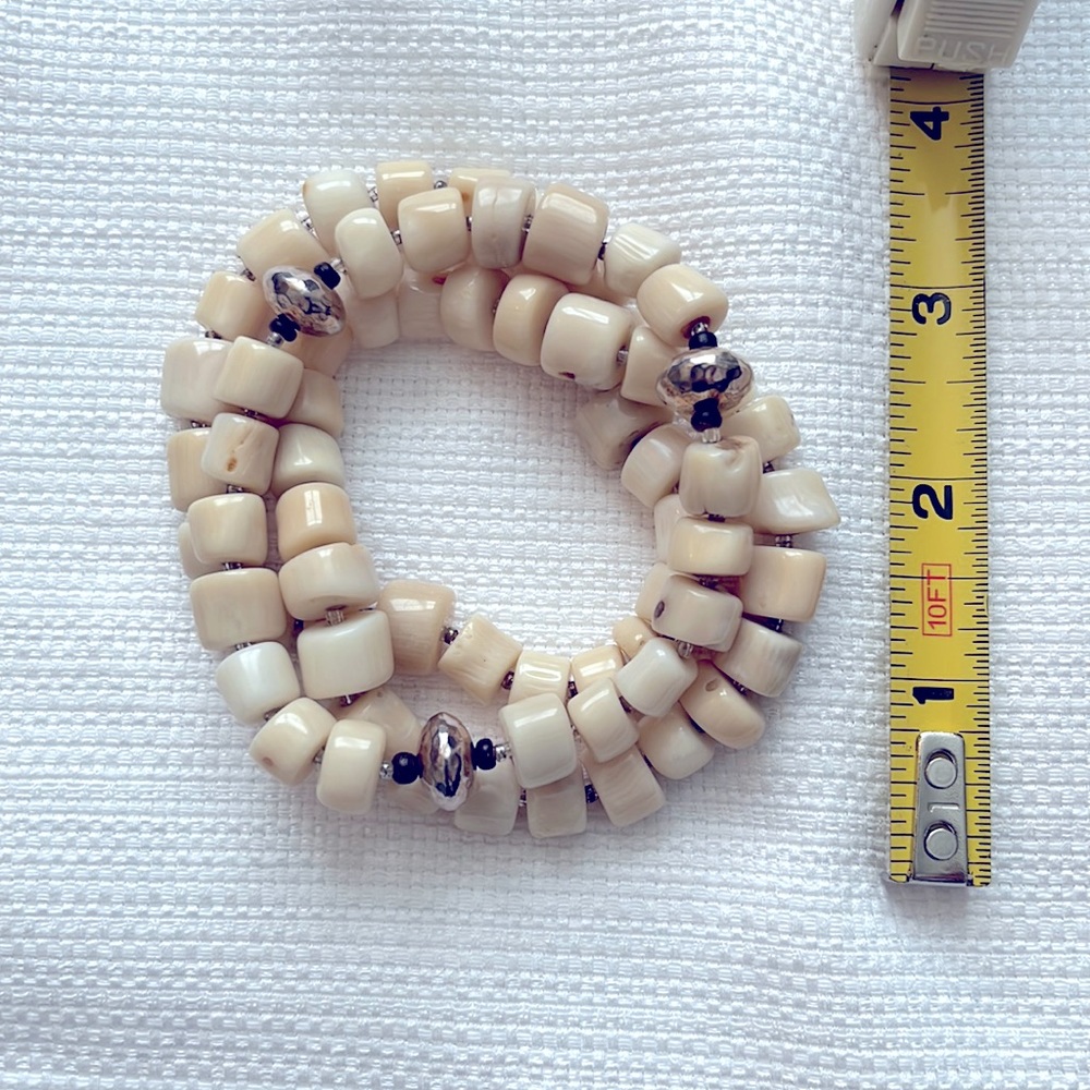 Silpada .925 Sterling Silver and Cream Stretch Bracelets